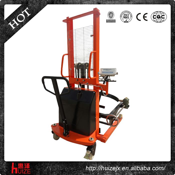 半電動稱重油桶車（夾鐵桶，手搖翻轉(zhuǎn)倒料）
